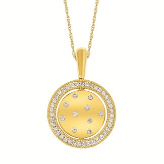 Diamond (0.25 ctw) reversible cross circle pendant w/chain 14k yellow gold