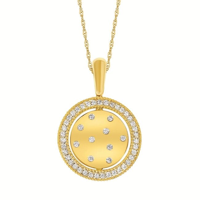 Diamond (0.25 ctw) reversible cross circle pendant w/chain 14k yellow gold