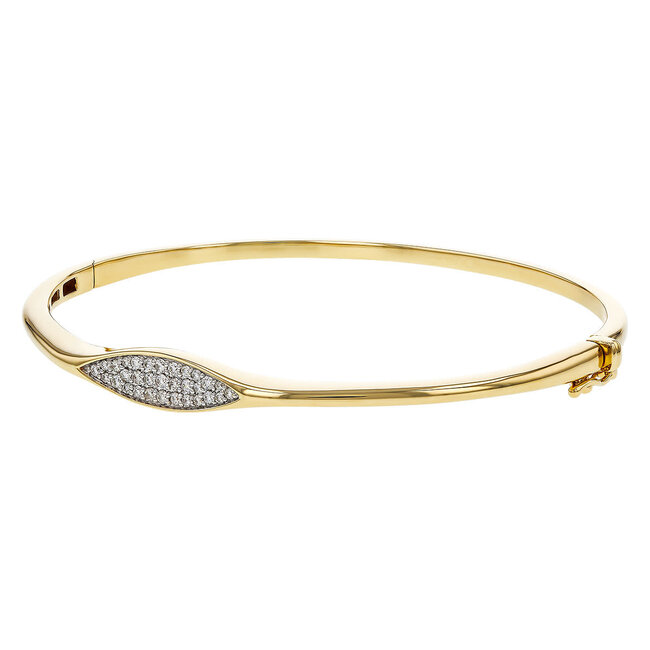 Diamond (0.25 ctw) marquise shape center bangle 14k yellow gold