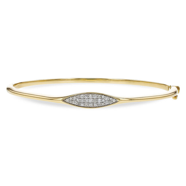 Diamond (0.25 ctw) marquise shape center bangle 14k yellow gold