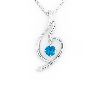 Blue zircon (0.36 ct) dancing pendant 14k white gold