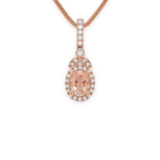 Morganite (0.68 ct) & diamond (0.14 ctw) pendant 14k rose gold