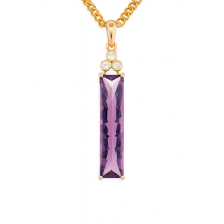 Amethyst (2.63 ct) & diamond (0.03 ctw) elongated pendant 14k yellow gold