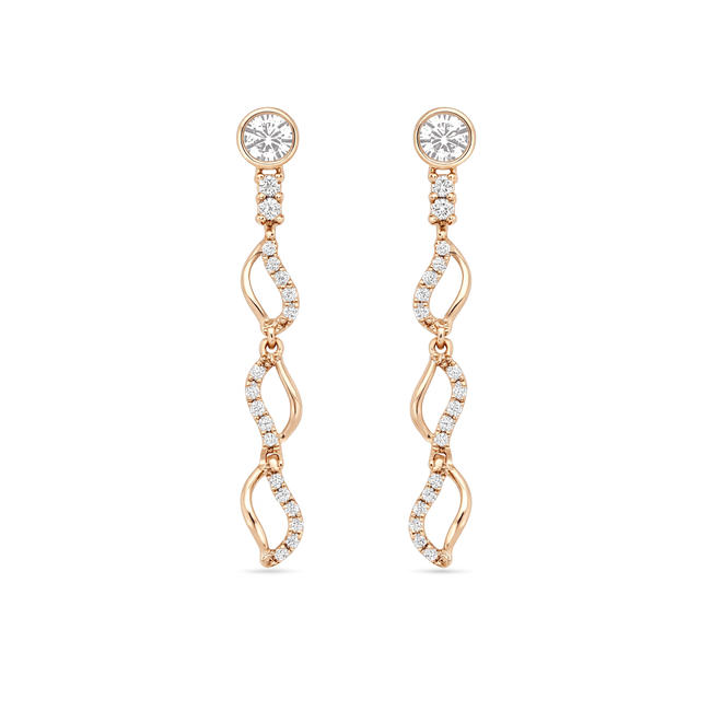 Diamond (0.28 ctw) infiniti dangle earrings 14k yellow gold 1.8 gr