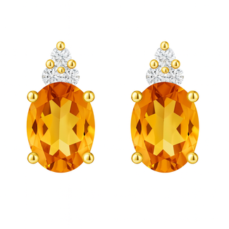 Citrine (1.93 ctw) & diamond (0.08 ctw) earrings 14k yellow gold 1.7 gr