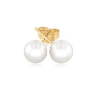 7-7.5 mm freshwater cultured pearl  stud earring, 14k yellow gold
