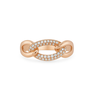 Diamond (0.23 ctw) open link design ring 18k yellow gold 3.5 gr