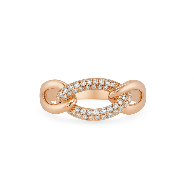 Diamond (0.23 ctw) open link design ring 18k yellow gold 3.5 gr