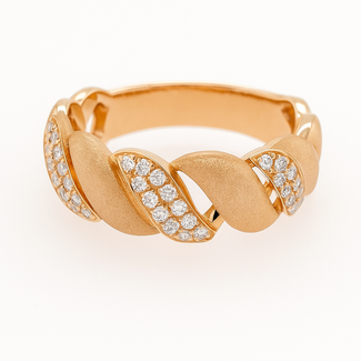Diamond (0.20 ctw) satin finish ring 18k yellow gold 4.6 gr