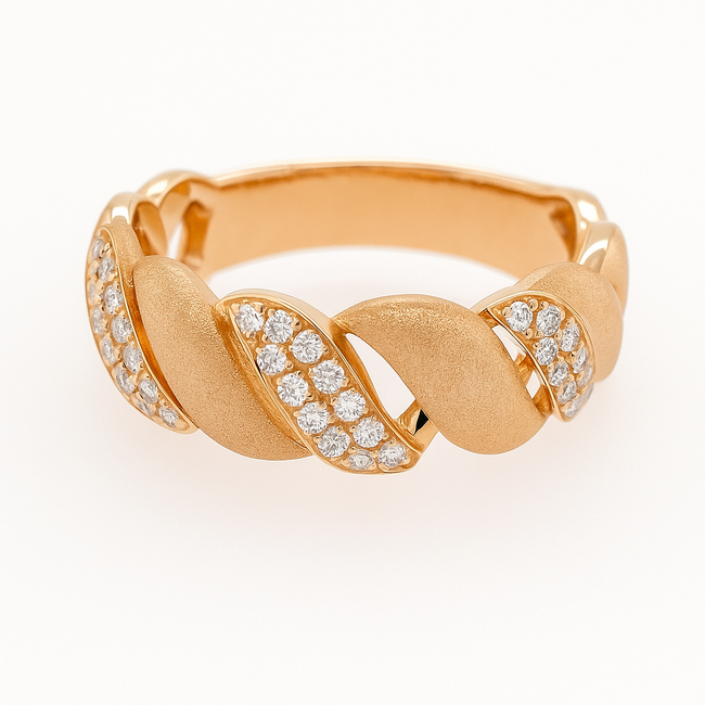 Diamond (0.20 ctw) satin finish ring 18k yellow gold 4.6 gr
