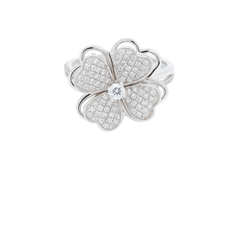 Diamond (0.52 ctw) floral motif ring 18k white gold 5.8 gr