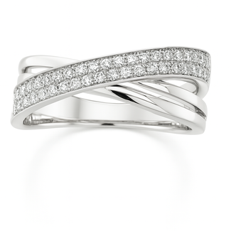 Diamond (.34 ctw) criss cross ring 18 white gold 3.5 gr