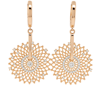 Diamond (0.64 ctw) round filigree dangle earrings 18k yellow gold 7.0 gr