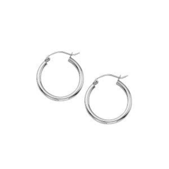 14k white gold 2X20mm polished hoops 1.1 gr