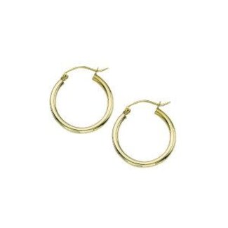 14k yellow gold 2X20mm polished hoops 1.2 gr