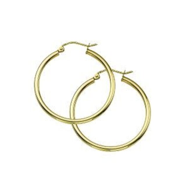 14k yellow gold 2X30mm polished hoops 1.2 gr