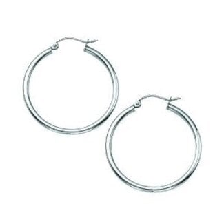 14k white gold 2X30mm polished hoops 1.3 gr