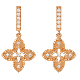 Diamond (0.22 ctw) floral dangle earrings 14k yellow gold