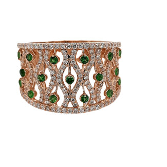 Tsavorite garnet & diamond (1.12 ctw) fashion ring 14k yellow gold