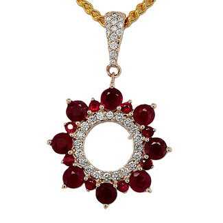 Ruby & diamond (2.85 ctw) circle pendant 14k yellow gold 3.4 gr