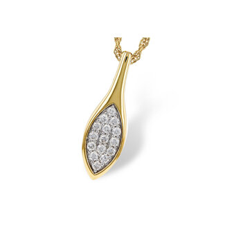 Diamond (0.20 ctw) marquise cluster pendant w/chain 14k yellow gold 2.8 gr