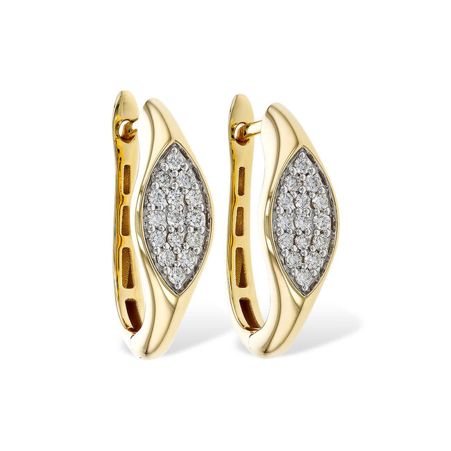 Diamond (0.25 ctw) marquise cluster drop earrings 14k yellow gold 2.7 gr