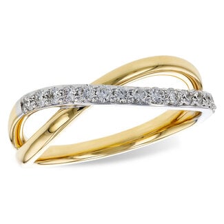 Diamond (0.33 ctw) criss-cross ring 14k yellow gold 3.5 gr
