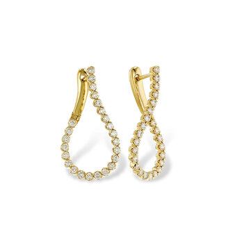 Diamond (1.0 ctw) wavy hoop earrings 14k yellow gold 4.4 gr