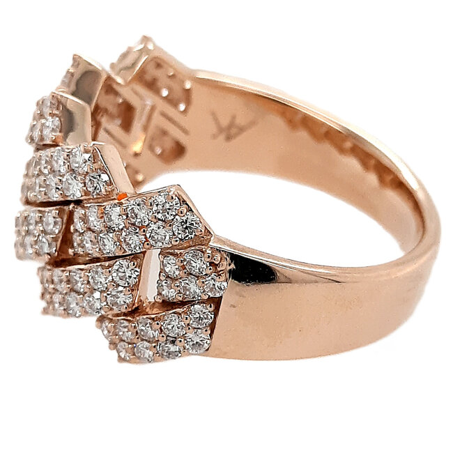 Diamond (1.0 ctw) geometric band 14k yellow gold 5.4 gr