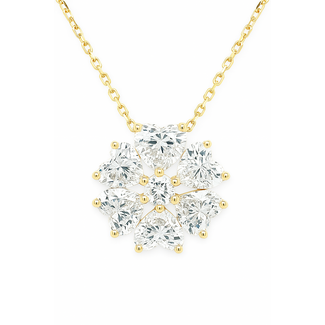 LAB GROWN diamond (1.95ctw) heart circle pendant 14k yellow gold 3.1 gr