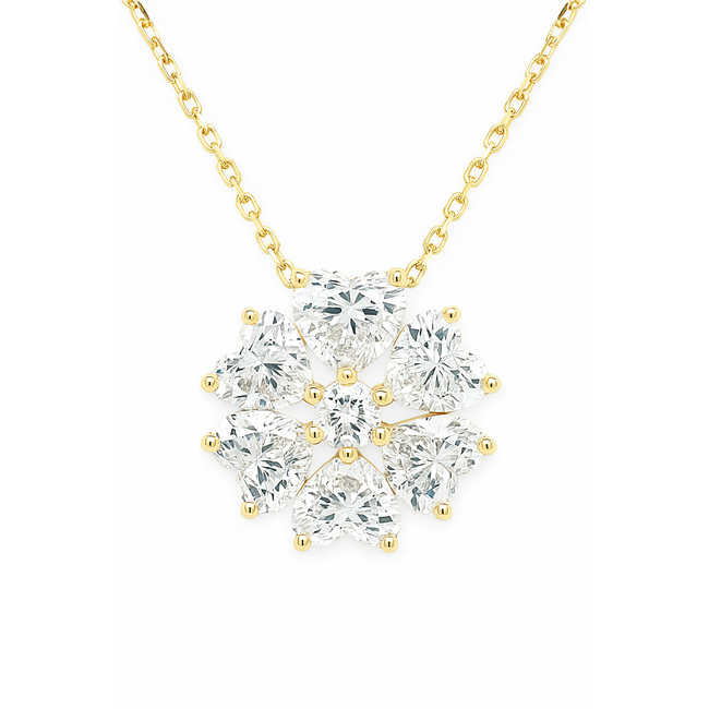 LAB GROWN diamond (1.95ctw) heart circle pendant 14k yellow gold 3.1 gr