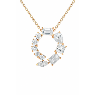 LAB GROWN diamond (2.75 ctw) multi shape circle pendant 14k yellow gold 1.9 gr