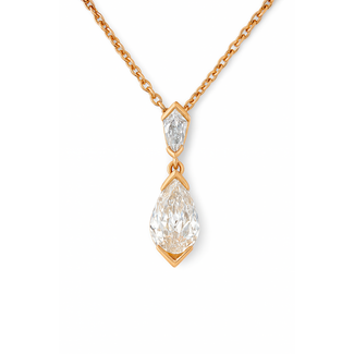 LAB GROWN diamond (0.62 ctw) baguette/pear pendant w/chain 14k yellow gold 2.3 gr