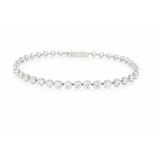 LAB GROWN diamond (8.5 ctw) bezel set tennis bracelet 14k white gold 8.8 gr
