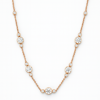 LAB GROWN diamond (1.5 ctw) 3 stone by the yard necklace 14k yellow gold 3.6 gr