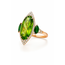 Peridot (5.27 ct) tsavorite garnet (0.83 ctw) & diamond (0.31 ctw) ring 14k yellow gold 4.2 gr