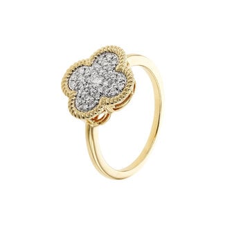 Diamond (0.32 ctw) pave quadrefoil ring 14k yellow gold 3.2 gr