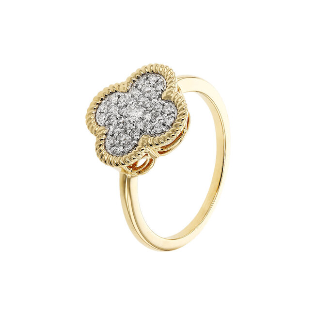 Diamond (0.32 ctw) pave quadrefoil ring 14k yellow gold 3.2 gr