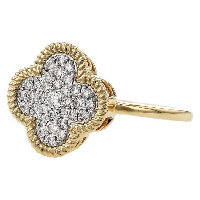 Diamond (0.32 ctw) pave quadrefoil ring 14k yellow gold 3.2 gr