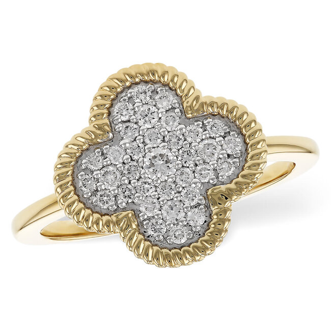 Diamond (0.32 ctw) pave quadrefoil ring 14k yellow gold 3.2 gr