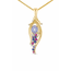 TQ original pink sapphire(3.9 ct) , multi-color sapphire(1.25 ctw), & diamond(0.10 ctw) pendant 18 yellow gold 5.5 gr
