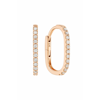 Diamond (0.34 ctw) rectangle hoop earrings 14k yellow gold 2.9 gr