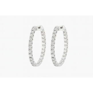 Diamond (0.46 ctw) oval hoop earrings 14k white gold 3.5 gr