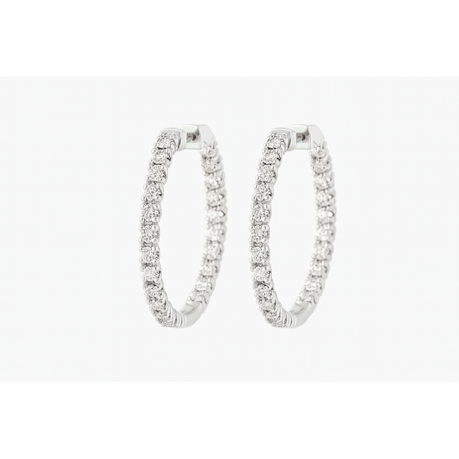 Diamond (0.46 ctw) oval hoop earrings 14k white gold 3.5 gr