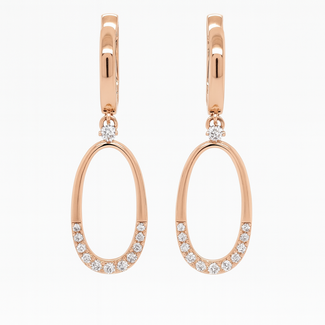 Diamond (0.43 ctw) oval dangle earrings 14k yellow gold 4.2 gr