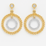 Diamond (0.27 ctw) link circle w/diamond dangle center earrings 14k yellow gold 4.5 gr