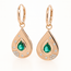 Emerald (0.75 ctw) & diamond (0.24 ctw) pear drop earrings 14k yellow gold 4.1 gr