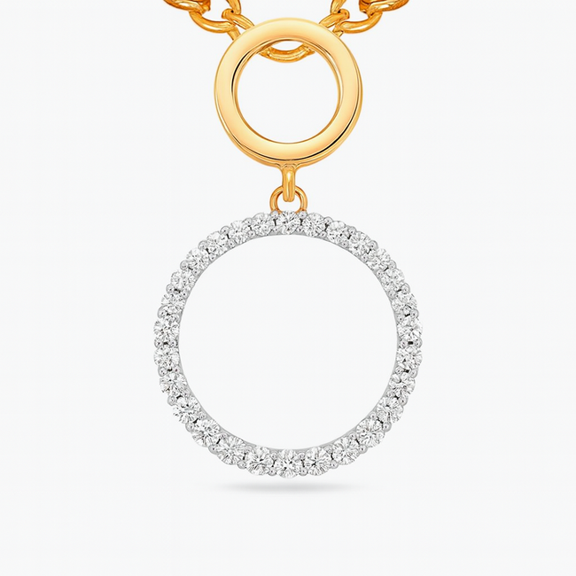 Diamond (0.47 ctw) circle slide pendant 14k yellow gold 1.0 gr