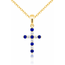 Sapphire (0.33 ctw) & diamond (0.23 ctw) cross pendant 14k yellow gold 3.4 gr