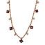Ruby (1.08 ctw) & diamond (0.30 ctw) floral necklace 14k yellow gold 6.3 gr